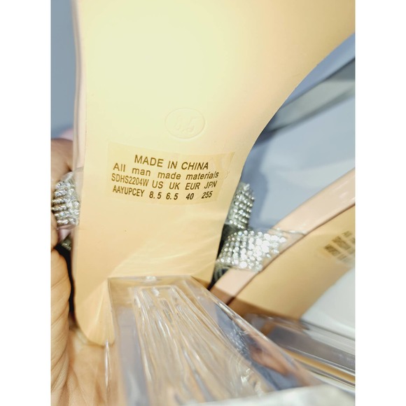 Dream Pair Rhinestone Clear Chunky Transparent Block High Heels Strappy Shoe 8.5 - Picture 5 of 8